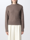 Bottega Veneta Chevron Alpaca Sweater With Button Shoulder In Brown