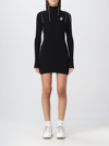 Off-white Embroidered-logo Knit Dress In Black