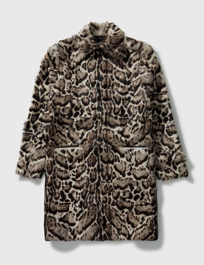 Christopher Kane Leopard Leather Long Coat In Brown