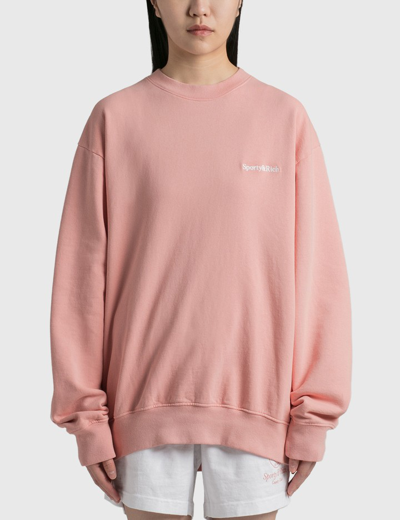 Sporty &amp; Rich Serif Embroidered Crewneck In Pink