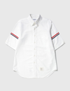 Thom Browne Stripe Armband Short Sleeve Oxford Shirt In White