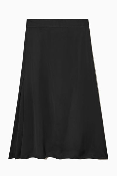 Cos A-line Satin Skirt In Black