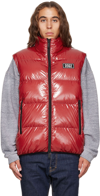 Dsquared2 D-squared2 Mans Shiny Red Nylon Vest With Logo