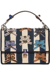 FENDI KAN I EMBELLISHED RIBBON SHOULDER BAG - BLUE,8BT283-OY9