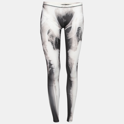 Pre-owned Mcq By Alexander Mcqueen Black Abstract X-ray Skeleton Print Knit Leggings S
