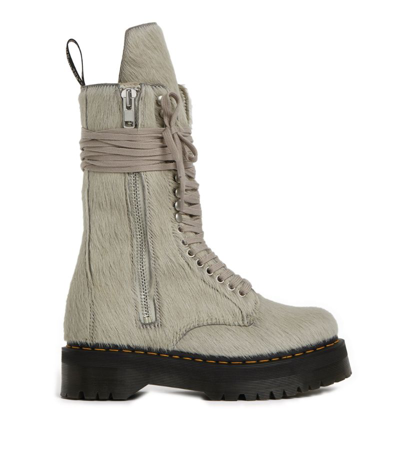 Rick Owens X Dr Martens Quad Sole Boots In Ivory White