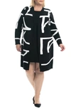 Nina Leonard Twofer Sweater Sheath Dress In Black/ Ivory