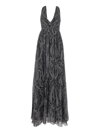 Etro Long Dress In Black Silk Chiffon With Paisley Print In Black