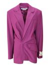 Off-white Fuchsia Pink Virgin Wool Blazer Dress In Pink