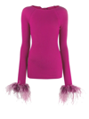 Giuseppe Di Morabito Feather-trim Backless Jumper In Purple