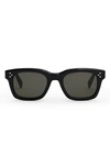 Celine Bold 3 Dots 50mm Square Sunglasses In Shiny Black Smoke