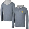 COLOSSEUM COLOSSEUM NAVY WEST VIRGINIA MOUNTAINEERS BALLOT WAFFLE-KNIT THERMAL LONG SLEEVE HOODIE T-SHIRT