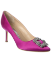 Manolo Blahnik Hangisi 70 Embellished Satin Pumps In Pink