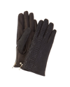 BRUNO MAGLI SNAKE-EMBOSSED CASHMERE-LINED LEATHER GLOVES