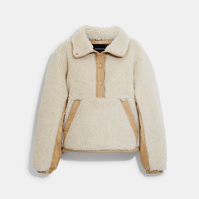 Coach Outlet Sherpa Pull Over In Recycled Polyester In Beige