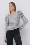 Simkhai Allura Hammered Sequin Top In Silver