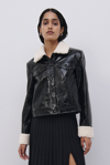 Jonathan Simkhai Matteo Vegan Leather Moto Jacket In Black Multi