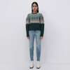 Jonathan Simkhai Audree Fair Isle Pullover Top In Hunter Green Multi