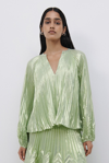 Simkhai Char Metallic Chevron Plisse Top In Celery