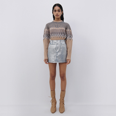 Simkhai Quinn Mid Rise Mini Skirt In Blue