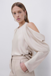 Jonathan Simkhai Marisa Draped Cold Shoulder Top In Champagne