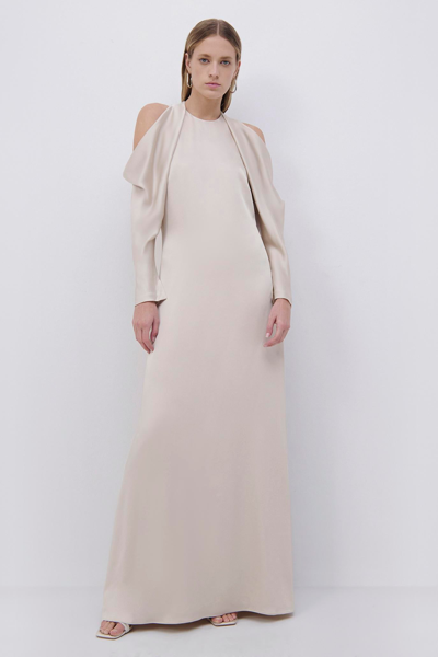 Jonathan Simkhai Caitlyn Draped Off Shoulder Gown In Champagne