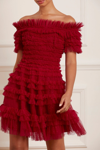 Needle & Thread Lisette Off-the-shoulder Mini Dress In Red