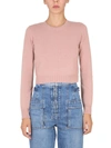 Stella Mccartney Wool Jersey Cropped Knitwear In Pink