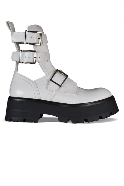 Alexander Mcqueen White Rave Buckle Boots