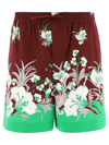Valentino Floral-print Drawstring Shorts In Brown