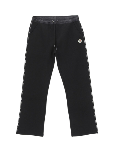 Moncler Logo Sided Drawstring Waist Track Trousers In Black