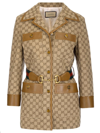 Gucci Gg Canvas Jacket With Web Belt