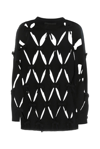 VALENTINO EMBROIDERED CUT-OUT SWEATER