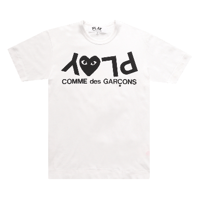 Pre-owned Comme Des Garçons Play Inverted Text Logo T-shirt 'white'