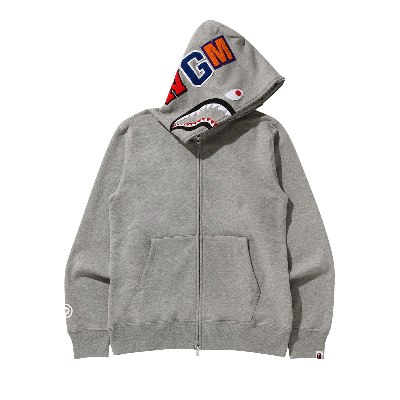 Pre-owned Bape Shark Full Zip Hoodie 'grey'