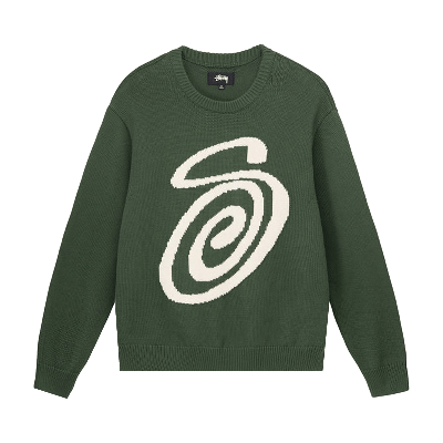 Pre-owned Stussy Curly S Sweater 'green'