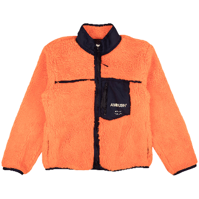 Pre-owned Ambush Trim New Fleece Logo Jacket 'orange'