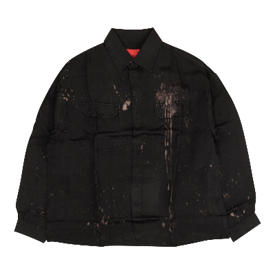 Pre-owned 424 Bleached Long-sleeve Button Down Shirt 'black'
