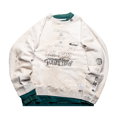 Pre-owned Miharayasuhiro Sing Tomorrow Pullover 'white/green'