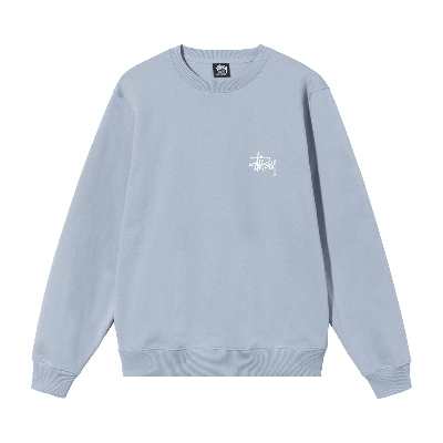Pre-owned Stussy Basic Crew 'steel' In Blue