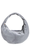 Khaite Olivia Medium Suede Shoulder Bag In Slate