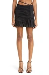 Nensi Dojaka Ruched Asymmetric Stretch Silk Miniskirt In Black