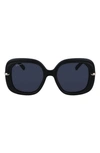 Ferragamo Gancini Hinge Rectangle Injection Plastic Sunglasses In Matte Black