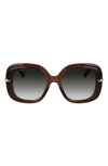 Ferragamo Gancini Hinge Rectangle Injection Plastic Sunglasses In Transparent Brown