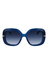 Ferragamo 54mm Gradient Rectangular Sunglasses In Transparent Turquoise