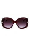 Ferragamo Gancini Hinge Rectangle Injection Plastic Sunglasses In Transparent Burgundy