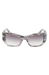 Ferragamo 54mm Modified Rectangular Sunglasses In Marble Grey