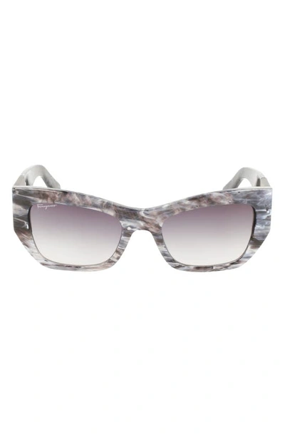 Ferragamo 54mm Modified Rectangular Sunglasses In Marble Grey