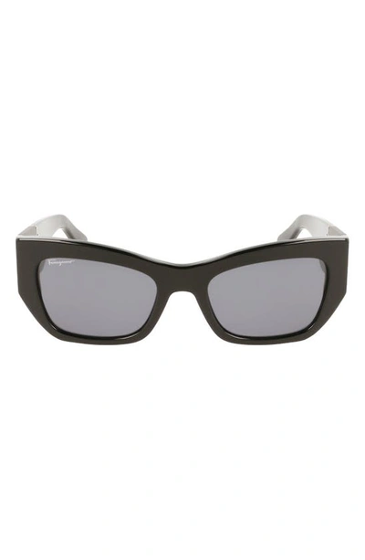 Ferragamo 54mm Modified Rectangular Sunglasses In Black