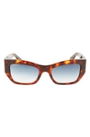 Ferragamo 54mm Modified Rectangular Sunglasses In Red Tortoise